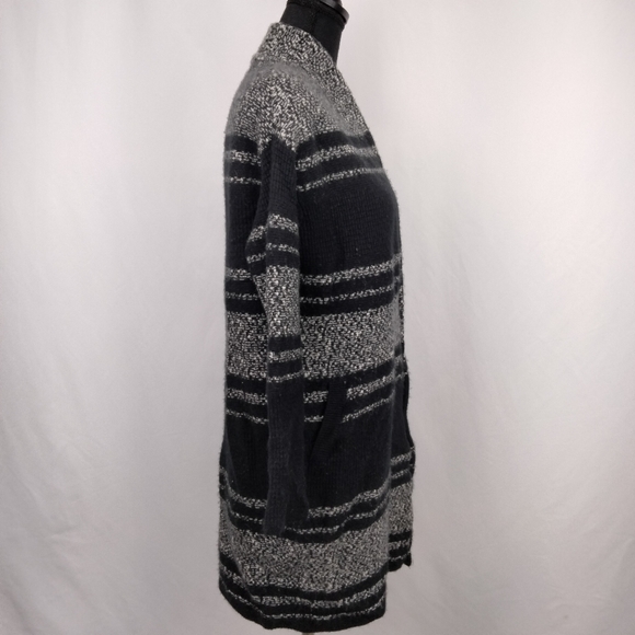 ATHLETA Wool Cashmere Longline Open Front Cardigan in Marled Black Grey Sz. XS - Picture 5 of 12
